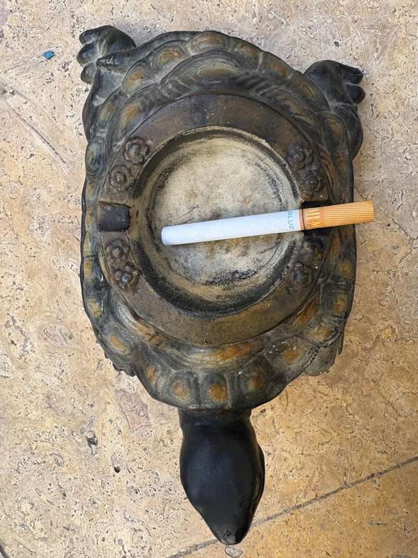 Vintage Chinese ceramic turtle tortoise ashtray life size