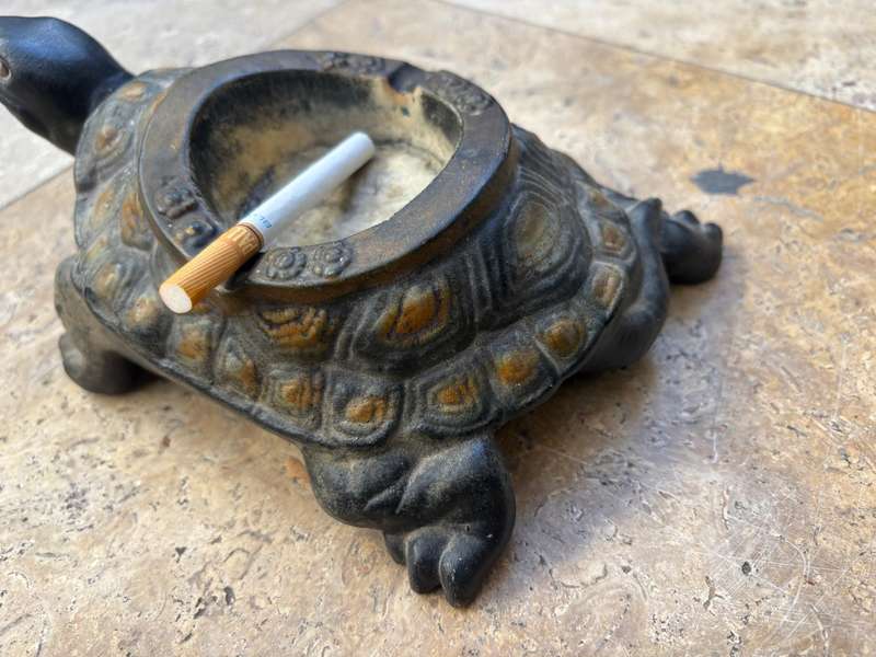 Vintage Chinese ceramic turtle tortoise ashtray life size