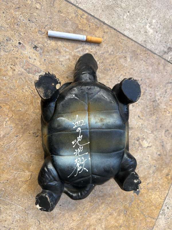 Vintage Chinese ceramic turtle tortoise ashtray life size