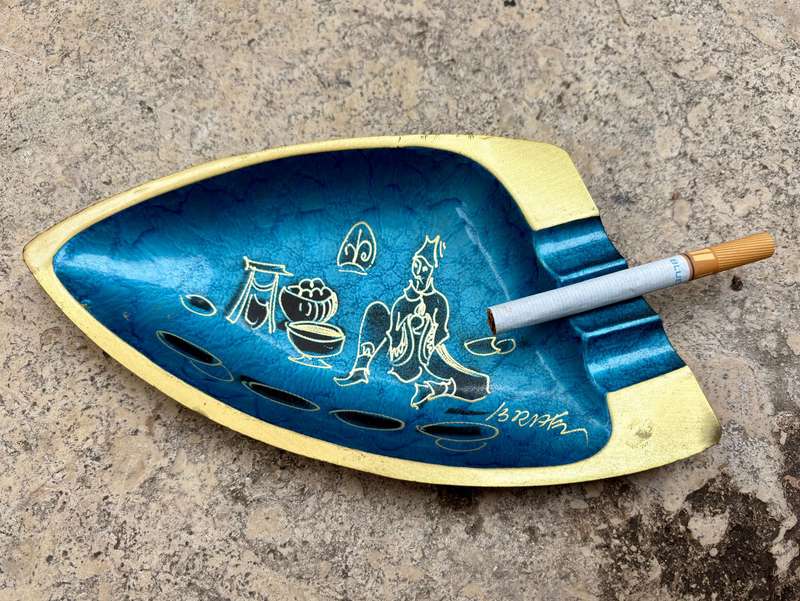 Vintage brass enamel ashtray Israel