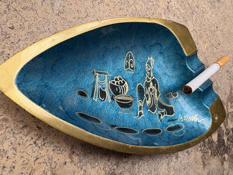 Vintage brass enamel ashtray Israel