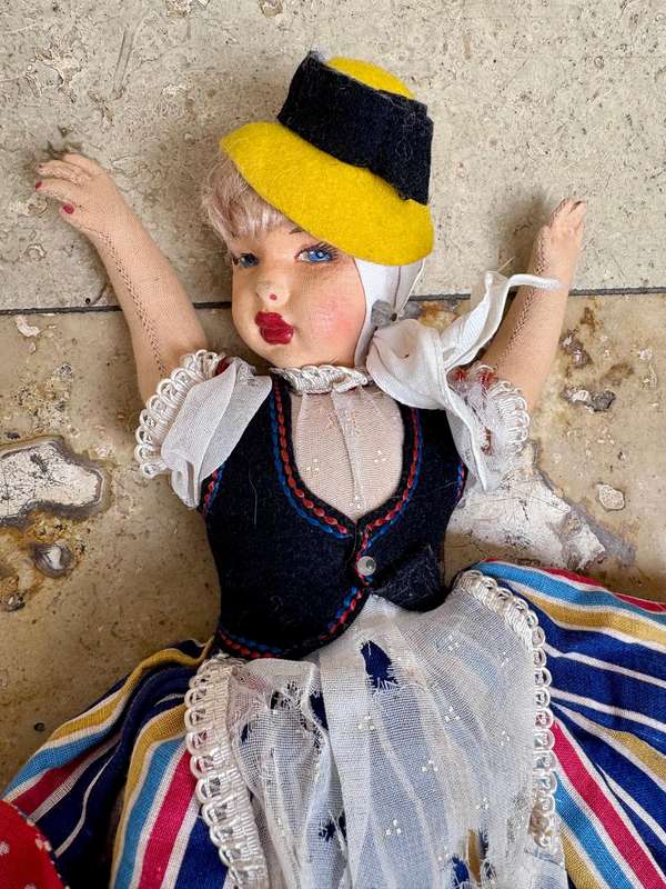Vintage Portuguese topsy turkey doll tlc