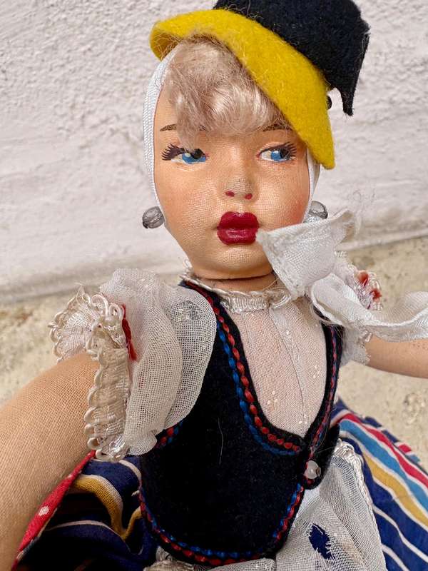 Vintage Portuguese topsy turkey doll tlc