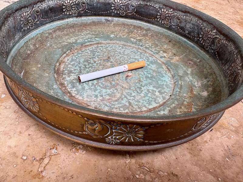 Vintage brass planter tray floral design