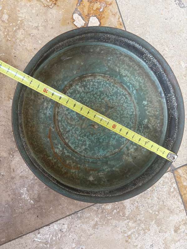 Vintage brass planter tray floral design