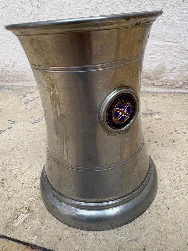 Vintage MV Carnarvon Castle pewter tankard glass bottom