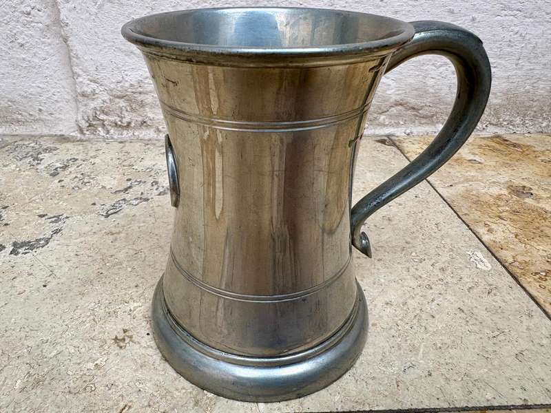 Vintage MV Carnarvon Castle pewter tankard glass bottom