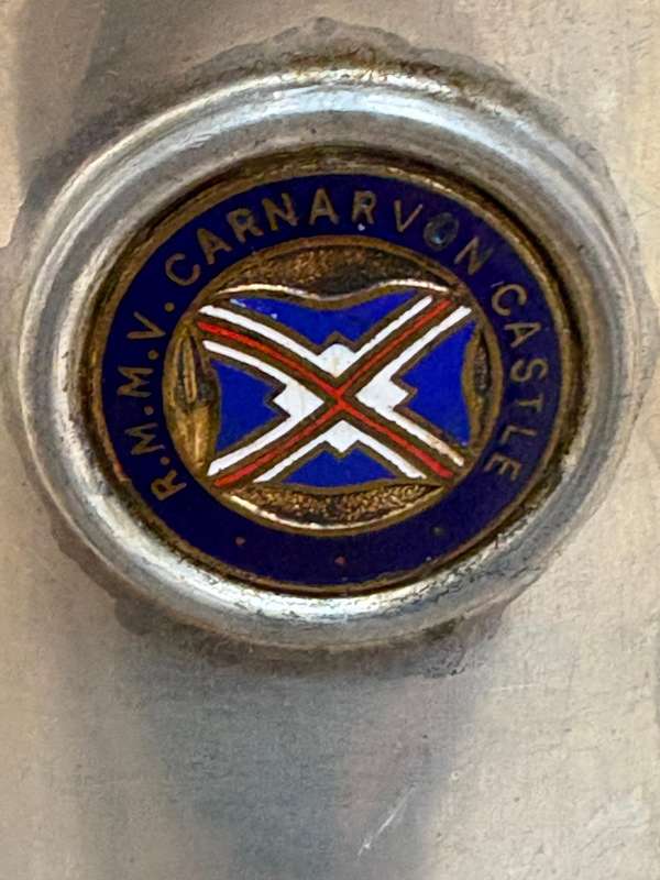 Vintage MV Carnarvon Castle pewter tankard glass bottom