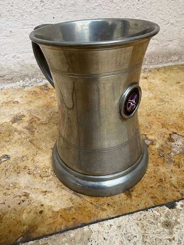 Vintage MV Carnarvon Castle pewter tankard glass bottom