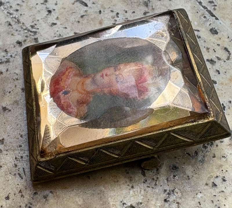 Antique hand painted brooch 18th century style