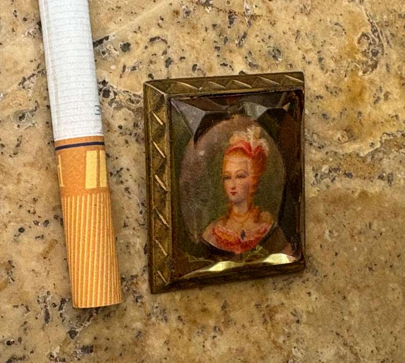Antique hand painted brooch 18th century style