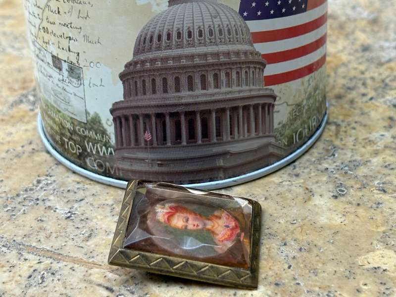 Antique hand painted brooch 18th century style
