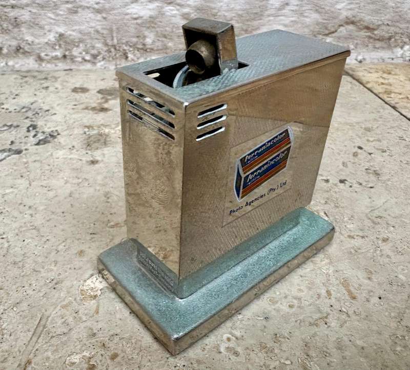 Vintage Augusta table lighter West Germany advertising Ferraniacolor film