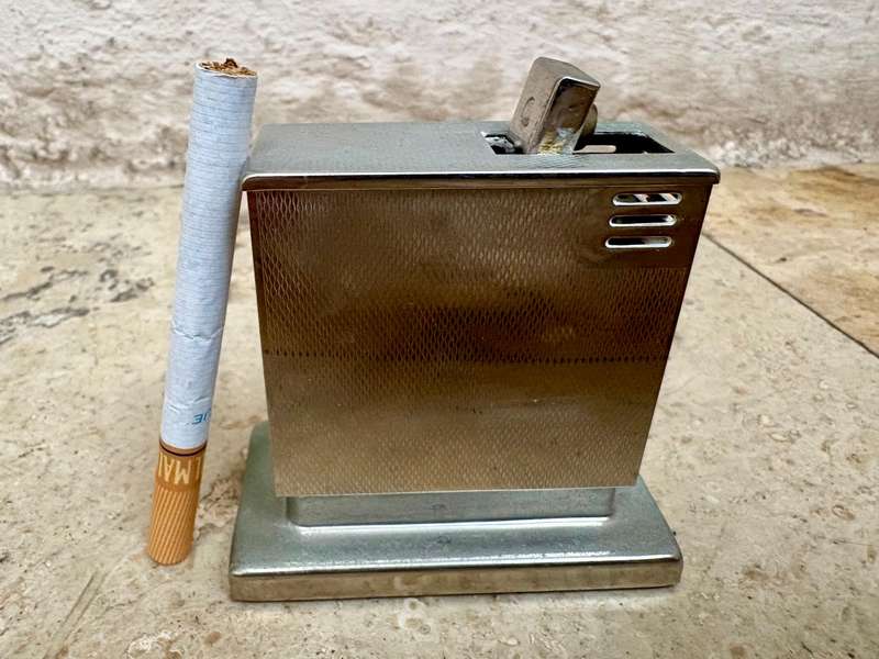 Vintage Augusta table lighter West Germany advertising Ferraniacolor film