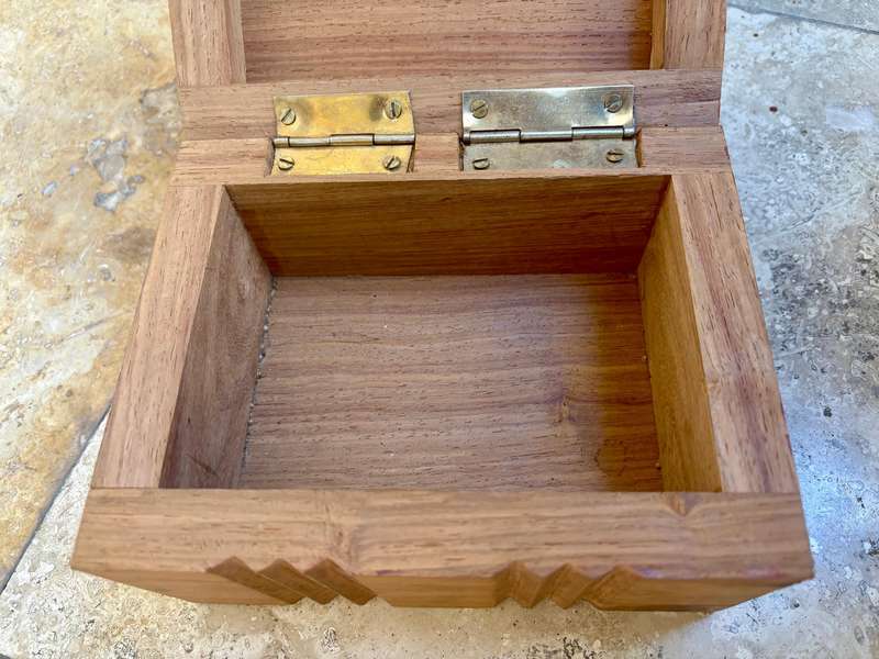 Vintage exotic Wood carved box filled with vintage soda marbles