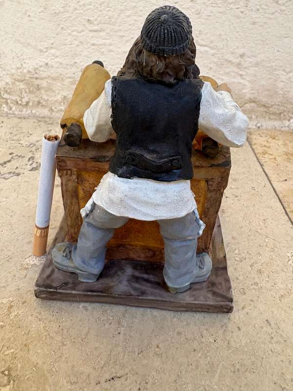 Vintage David Kaplan chalk ware statue , Rabbi studying the Torah 1970