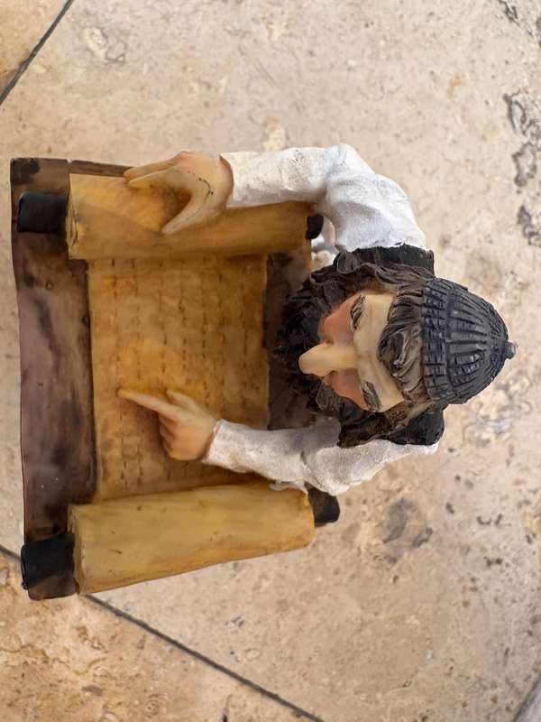 Vintage David Kaplan chalk ware statue , Rabbi studying the Torah 1970