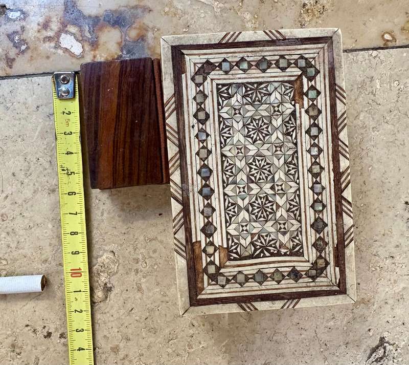 Vintage mini Jewish Torah book in mother of pearl trinket box