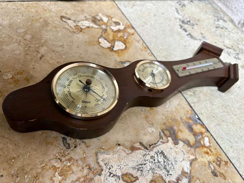 Vintage barometer thermometer wall mount