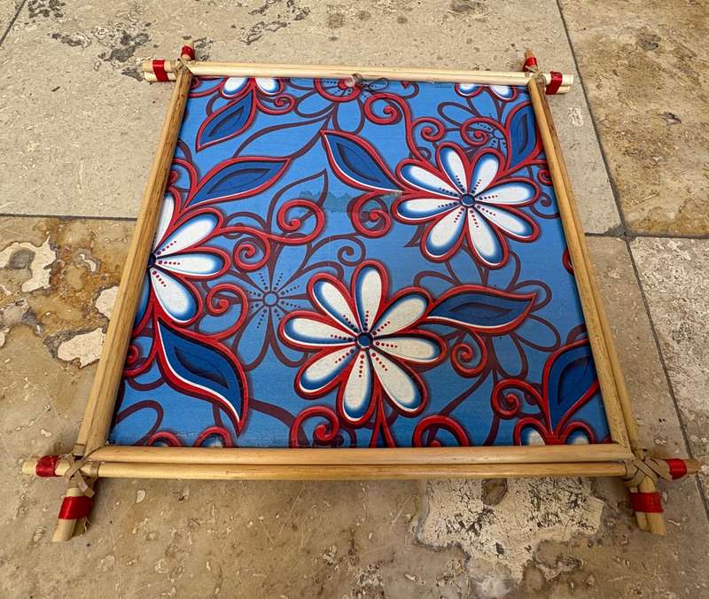 Lord Ganesha palm leaf painting in reed frame handmade