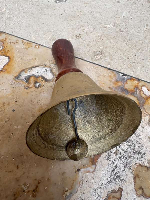 Vintage brass school bell 15 cm