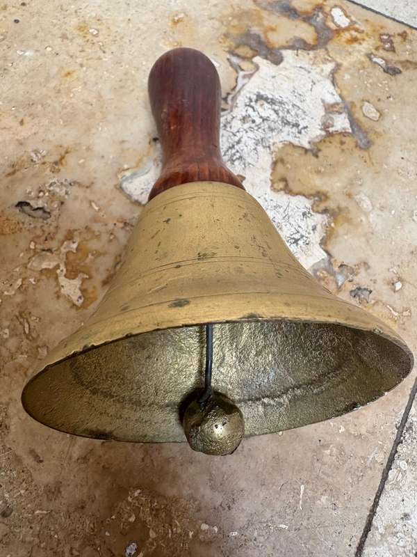 Vintage brass school bell 15 cm