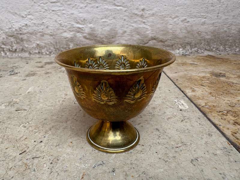 Vintage brass incense offering cup
