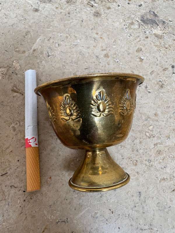 Vintage brass incense offering cup