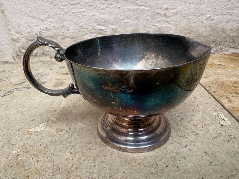 Vintage gravy bowl silver-plate on copper pair