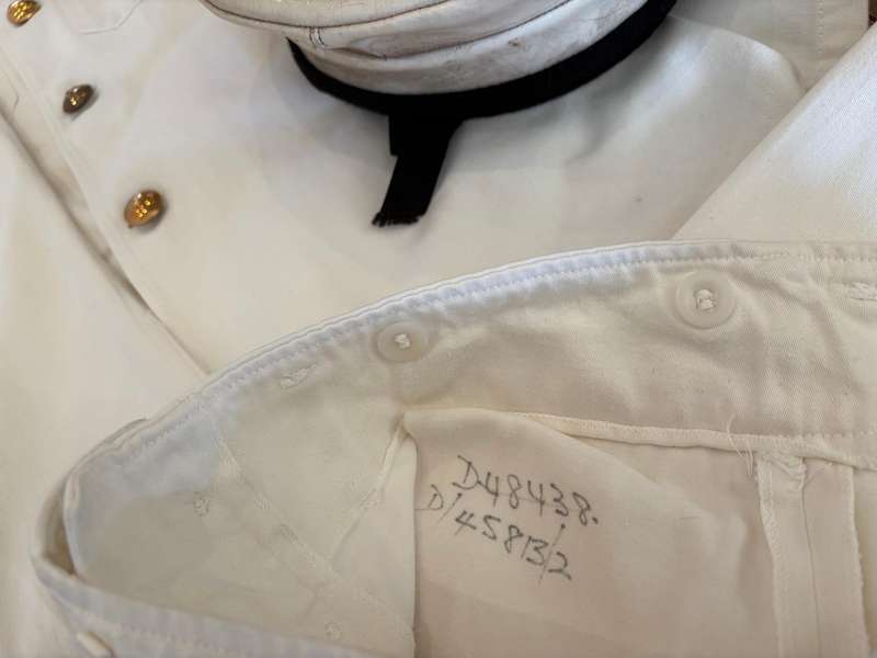 Vintage original SA Navy white uniform with buttons 1972 , navy prop hat