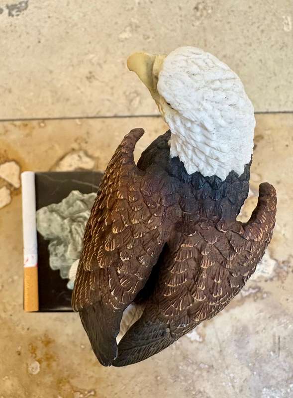 Bald eagle sculpture on marble base crystal cathedral Eagles club 2004 10 inch , 25 cm