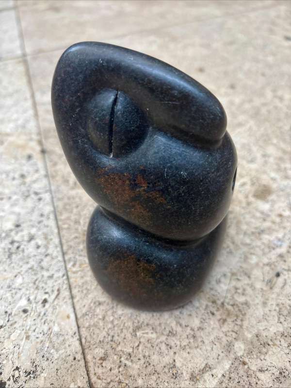 Shona stone sculpture by Fanizani Akuda whistling head Zimbabwe international known abstract Africa