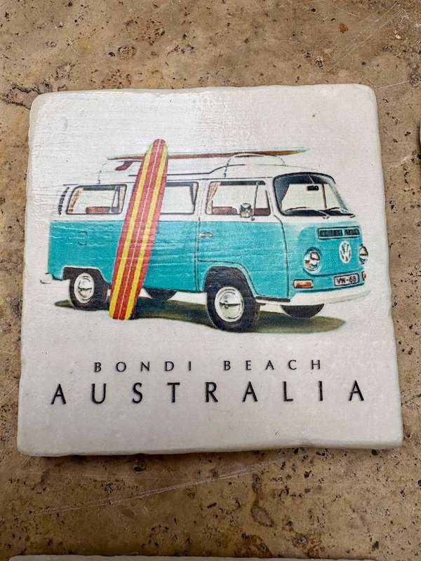 Bondi beach surf tile  coaster set of 4 , sandy bay designs
