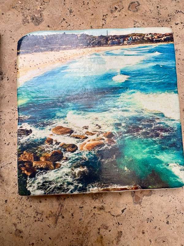 Bondi beach surf tile  coaster set of 4 , sandy bay designs
