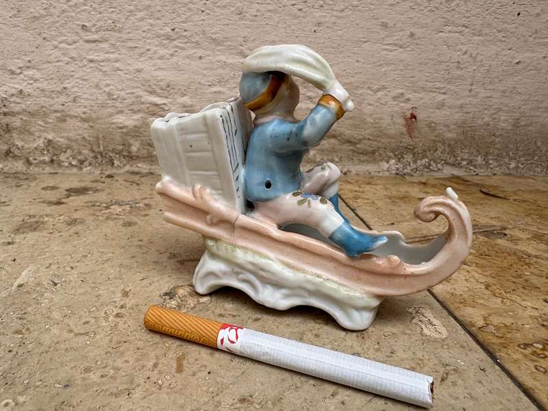 Vintage 19th Century German Ceramic Match Striker Conta & Boehmes sleigh