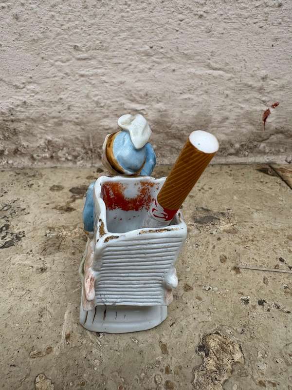 Vintage 19th Century German Ceramic Match Striker Conta & Boehmes sleigh