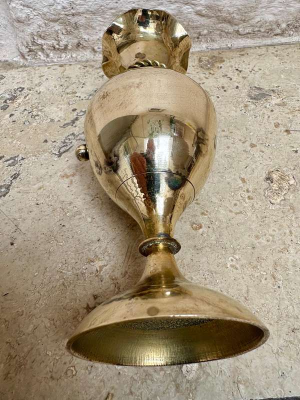 Vintage Brass vase Rope tassel detail 20 cm