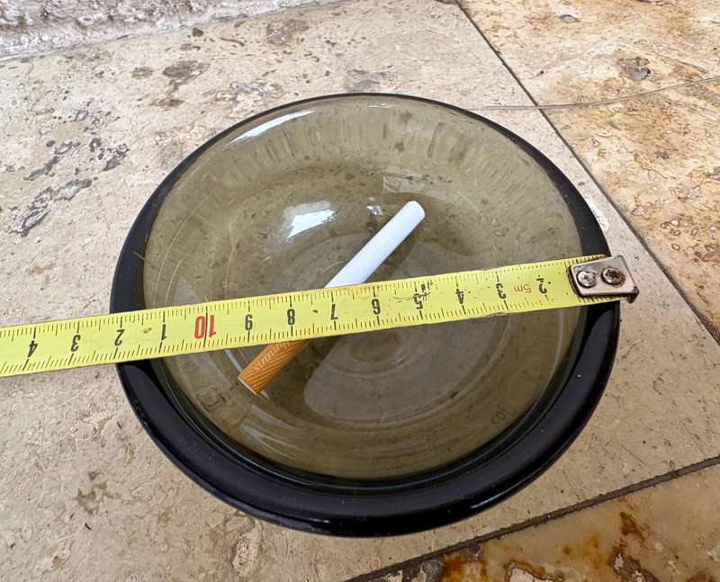 Vintage Fuga Orrefors bowl smoky charcoal clear heavy glass Sweden signed