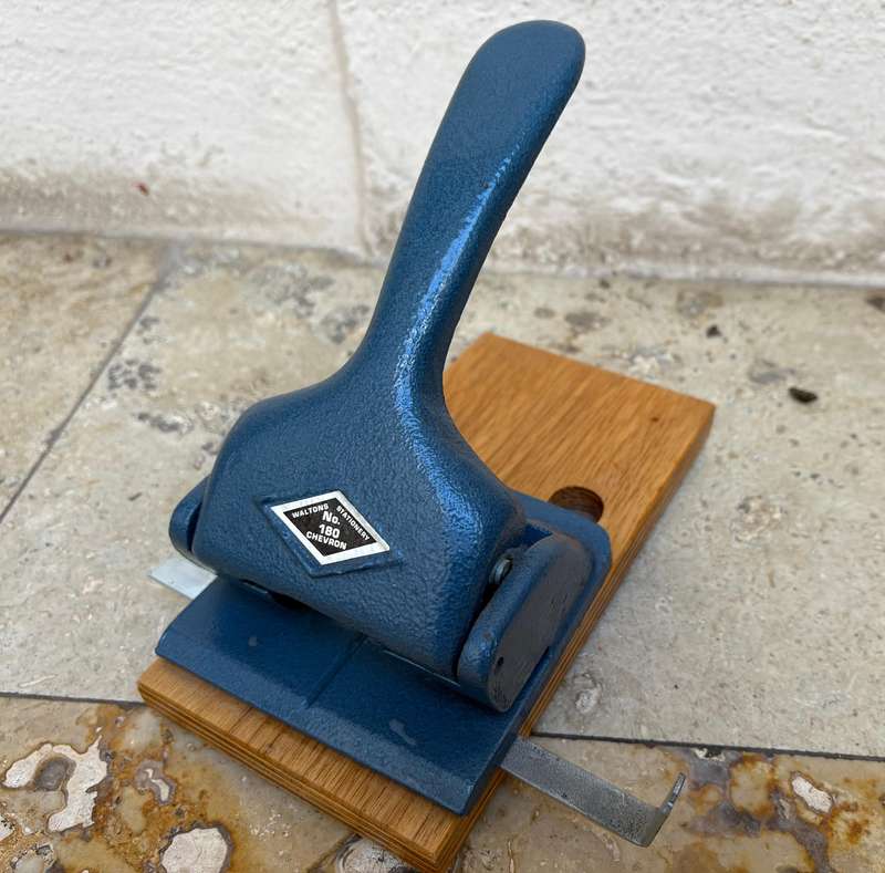 Vintage Waltons heavy steel paper  punch chevron 180 paper weight