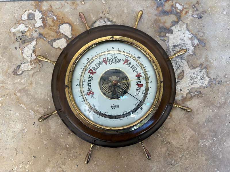 Vintage ships wheel  Barigo barometer west Germany