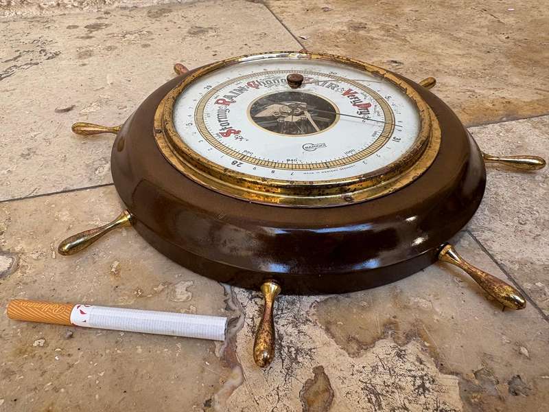 Vintage ships wheel  Barigo barometer west Germany