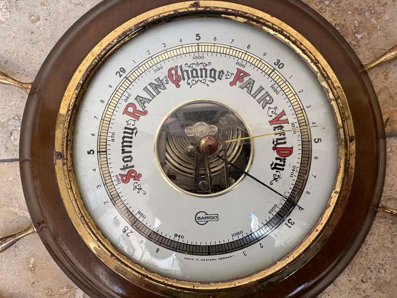 Vintage ships wheel  Barigo barometer west Germany