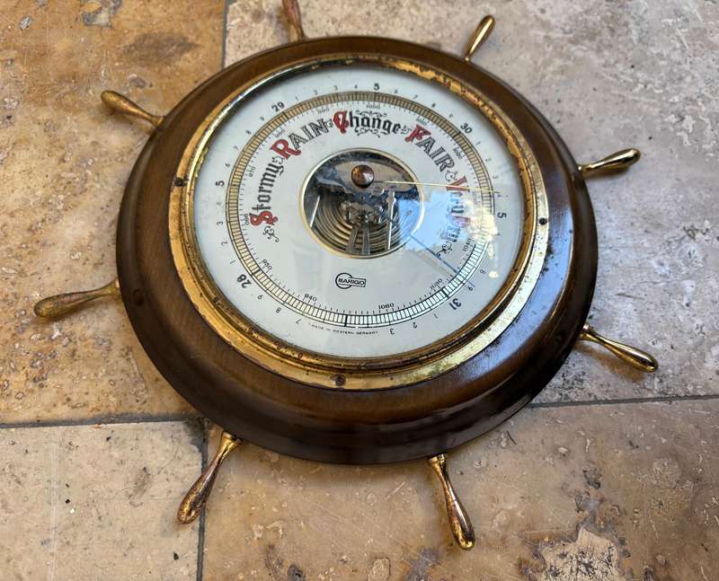 Vintage ships wheel  Barigo barometer west Germany