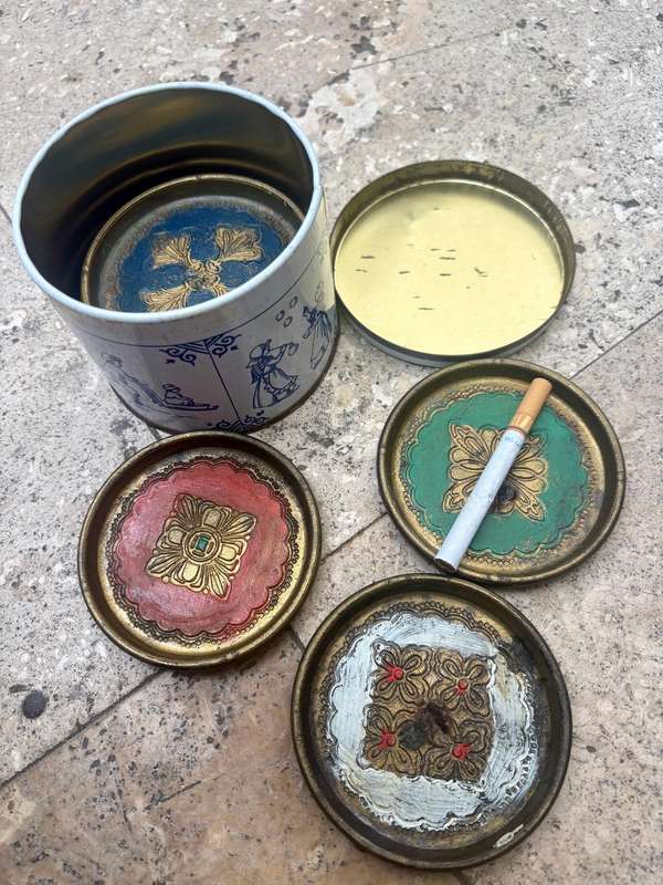 Vintage coaster lot florentine coaster set of  8 hand painted Italy