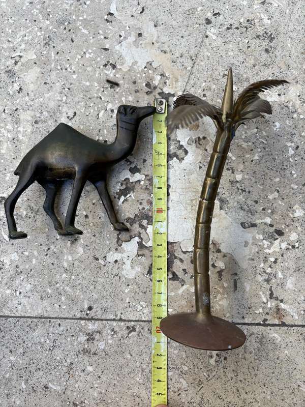 Vintage brass palm tree brass camel pair