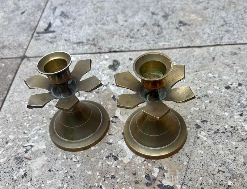 Vintage brass candlestick pair