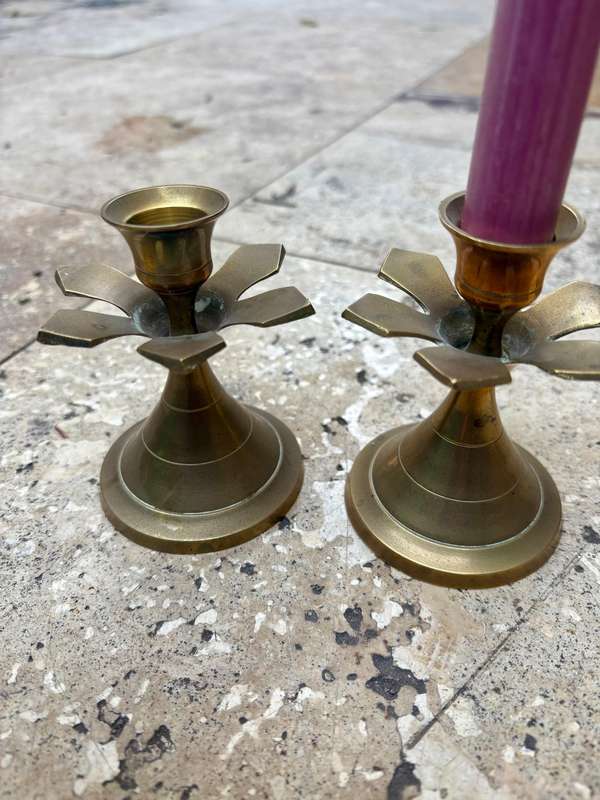 Vintage brass candlestick pair