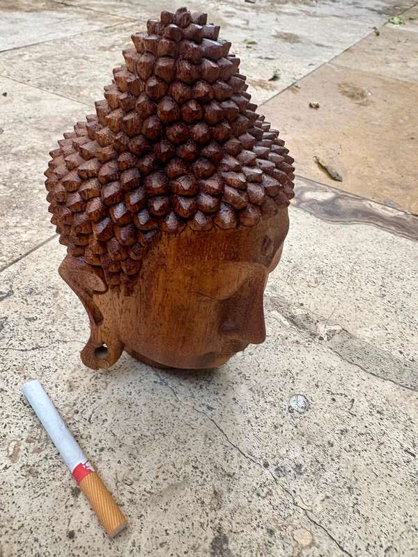 Bali wood Buddha head hand carved sculpture statue for zen in space ,