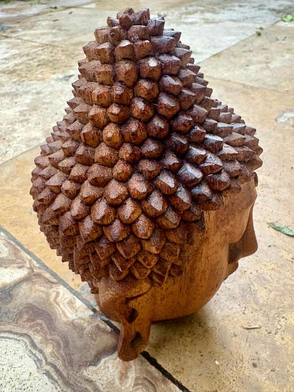 Bali wood Buddha head hand carved sculpture statue for zen in space ,