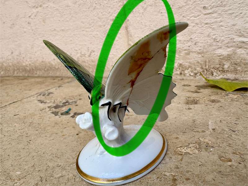 Rosenthal German bone china porcelain figurine of a green Butterfly.